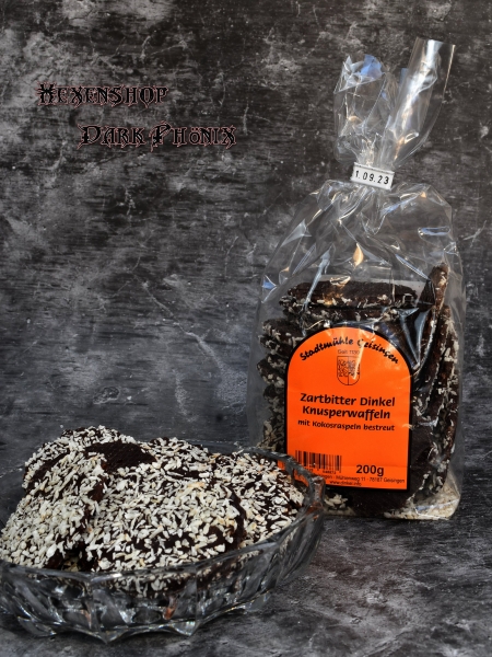 Hexenshop Dark Phönix Zartbitter-Knusperwaffeln aus Dinkel mit Kokos 200g